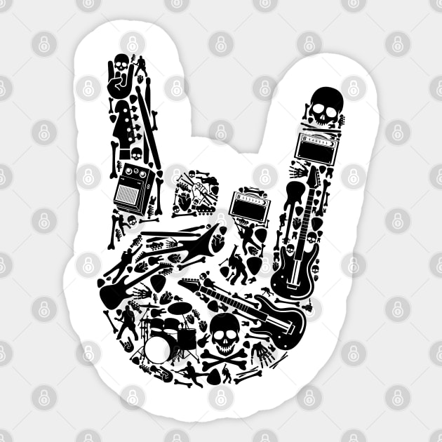 Metal rock music hand illustration Sticker by ShirtyLife